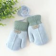 thumbnail image 2 of 1 Pair Hanging Rope Halter Thickened Fleece Lining Winter Gloves Letter Logo Solid Color Baby Knitting Mittens, 2 of 8