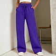 thumbnail image 2 of QASIEATN Women Fleece Baggy Sweatpants with Pockets Wide Straight Leg High Waist Joggers Pants Winter Clothes, 2 of 7