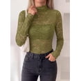 thumbnail image 4 of PRETTYGARDEN Womens Lace Long Sleeve Top Mesh Sheer Blouses Mock Neck See Through Slim Fitted Tops Fall Fashion Clothes, 4 of 8
