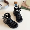 thumbnail image 4 of Dakaela Girls Sandals Cute Open Toe Strappy Gladiator Summer Sandal Kids Toddler Flower Dress Shoes Black, 4 of 8