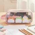 thumbnail image 3 of allydrew 2 Compartment Large Grid Transparent Mesh Pencil Case, Pencil Pouch for Stationery Tools, Makeup, and Travel, Pink, 3 of 5