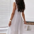 thumbnail image 4 of Sleeveless V Neck White Lace Dress Women Summer Casual Midi Beach Sundress S-XXL, 4 of 9