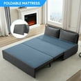 thumbnail image 5 of BALUS 62" Linen Queen Size Pull Out Sofa Bed, Convertible Loveseat Sleeper Sofa with 2 Pillows and Foldable Mattress, Dark Gray, 5 of 7
