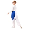 thumbnail image 2 of TSSOE Kids Girls Long Sleeve Praise Dance Dress Asymmetrical Liturgical Worship Church Robe and Wide Leg Pants Set Blue 16, 2 of 7