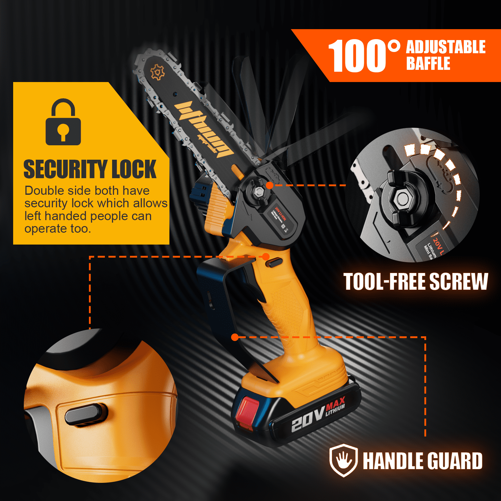 Mini Chainsaw 6-inch Cordless Battery Powered Mini Chain Saw with 2 Battery for Wood Cutting Tree Trimming