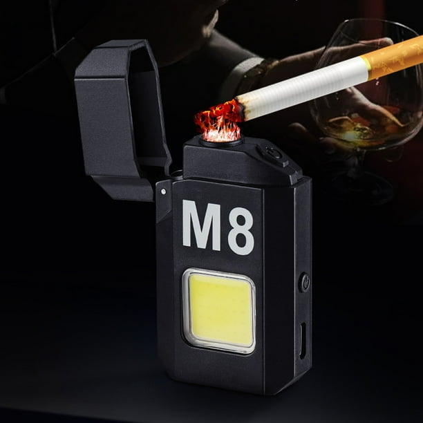Mechero de plasma recargable - Encendedor USB antiviento sin llama con linterna para acampada, senderismo y equipo de supervivencia al aire libre