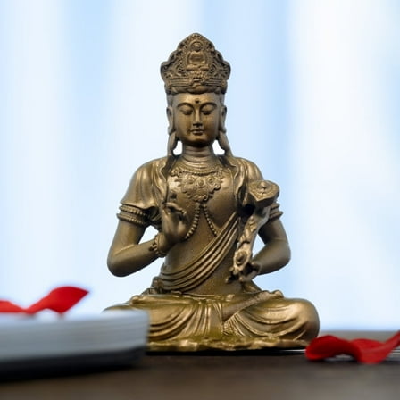 Mini Samantabhadra Buddha Statue - Brass Handmade Figurine for Zen Meditation & Home Decor