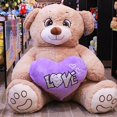 thumbnail image 2 of Pelucheria Oso Rechoncho Beige LOVE con corazon Morado, 2 of 5