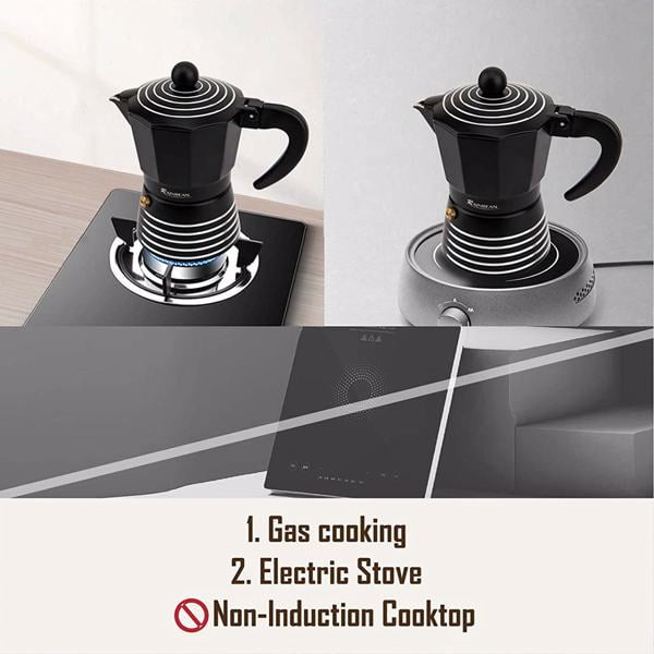 Stovetop Espresso Maker 3 Cup Moka Pot,Italian Cuban Greca Coffee  Maker,Aluminum Durable and Easy to Use \u0026 Clean(6oz Black) Amazon Banned -  Walmart.com