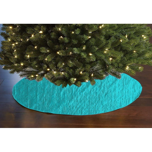 Crinkle Crushed Pattern Tree Skirt Christmas Decoration 54" Round