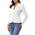 thumbnail image 1 of BLAZER DE TWEED PARA MUJER CHIC INSPIRADOR CON SOLAPA EN V, MANGA LARGA, ELEGANTE Y CASUAL DE NEGOCIO, TALLA L, BLANCO Y NEGRO, 1 of 6