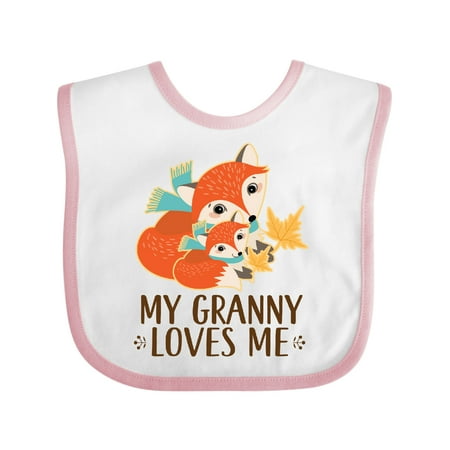 

Inktastic Granny Loves Me Gift Fox Boys or Girls Baby Bib