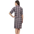 thumbnail image 3 of Bimba Check Print Baby Pink Women's Sleepshirt Button-up Shirt Dress Sleepwear - 4, 3 of 5