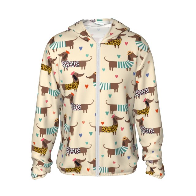 Balery Dachshund Dog Sudadera ligera de manga larga con capucha y protección solar UPF 50+ para hombre y mujer, ideal para pesca y running-X-Large