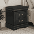 thumbnail image 6 of Leovanni Solid Wood Nightstand Set of 2, End Table with Drawers and Metal Handles, No Assembly Required, For Bedroom, Living Room, Adult, Black, 6 of 10