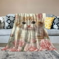 thumbnail image 2 of SHERONV Cute Cat Blanket Pink Rose Flowers Kitty Blankets for Mom Girls Women Cat Gifts Flannel Soft Warm Cozy Fuzzy Throw Blankets for Bed Sofa Decor Valentine Day Gifts  50x60in, 2 of 6
