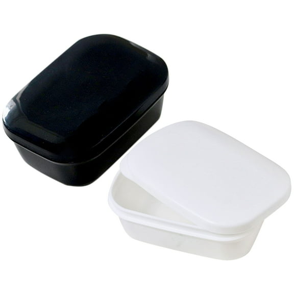 2 Pcs Soap Box with Lid No Punching and Draining Holder Black Bathroom Travel Case Ins Storage Dish