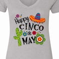 thumbnail image 4 of Inktastic Happy Cinco De Mayo Sombrero, Cactus, Flowers Women's V-Neck T-Shirt, 4 of 5