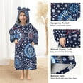 thumbnail image 3 of FORMRS Wearable Blanket Hoodie with Sleeves for Kids Cozy Flannel Sweatshirt, Blue Fireworks Pattern, 3 of 7