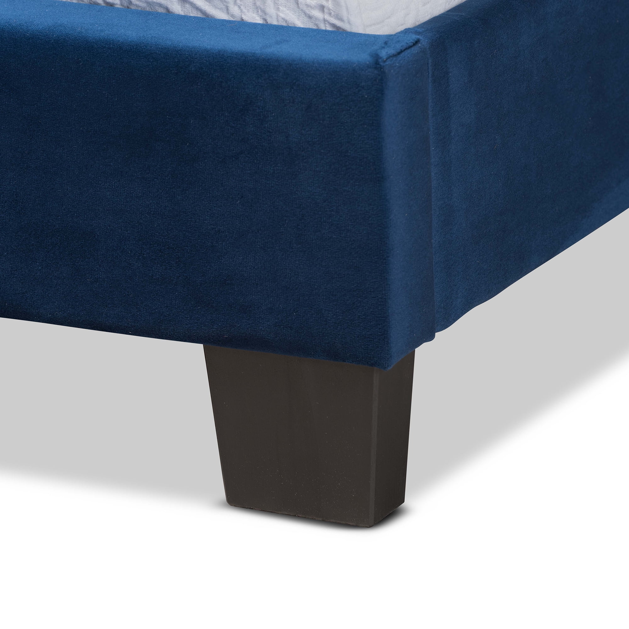Baxton Studio Tamira Contemporary/Modern Velvet Tufted Panel Bed, Twin, Navy Blue/Black