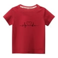 thumbnail image 2 of Lilgiuy Toddler Valentine's Day T-Shirts Solid Color ECG Love Graphic Top Tee Summer Short Sleeve Crewneck Boys Girls Clothes for First Day of School (Red), 2 of 4