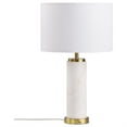 thumbnail image 3 of 25 Inch Table Lamp, White Fabric Drum Shade, Modern Gold Metal Round Base, 3 of 6