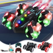 Sentmoon Rc Car Remote Control Car for Boyss 1-3 Four Wheel Drive Stunt Car LED Lights Letter Remote Control Car 360 Dump Truck Drifting Car Lights Charging