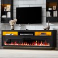 thumbnail image 5 of AHB 58'' Fireplace TV Stand with LED Light & Storage Cabinet, Electric Fireplace for TVs up to 65 inches, Black, 5 of 8
