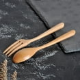 thumbnail image 6 of Tableware Hot Clearance! Leott Natural Solid Color Creative Triangle Handle Wooden Spoon and Fork Set, 1X Fork, 1X Spoon, 6 of 9
