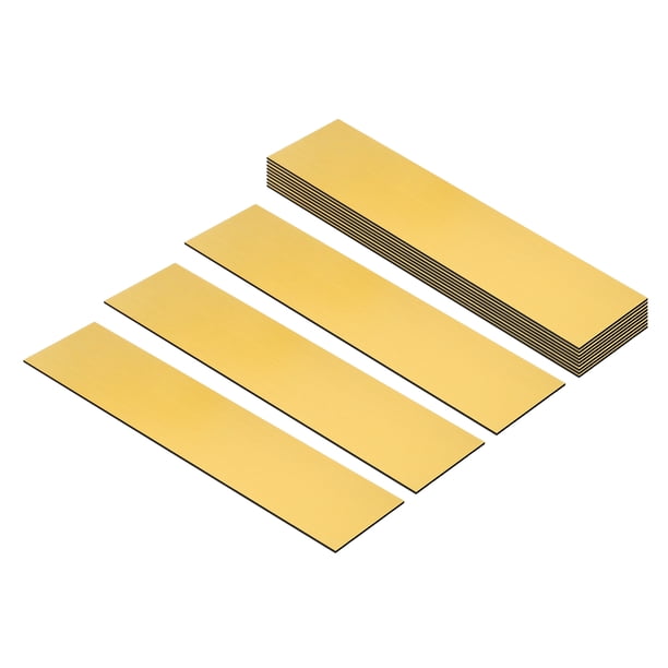 Placas de Nombre en Blanco Uxcell 8"x2", Paquete de 12 Placas de Nombre Grabadas Personalizadas, Dorado, Negro