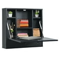 thumbnail image 3 of Topbuy Wall Mount Floating Desk Foldable Space Saving Laptop Workstation with Storage Drawer and Shelves Black, 3 of 8