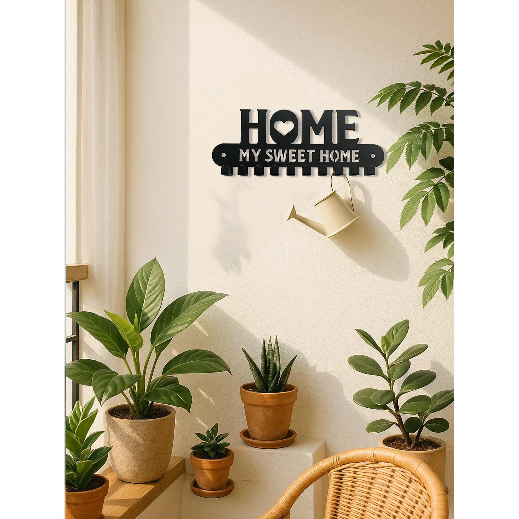 Wall Key Holder with Iron Hooks for Entryway Organizer Holiday Home Decor