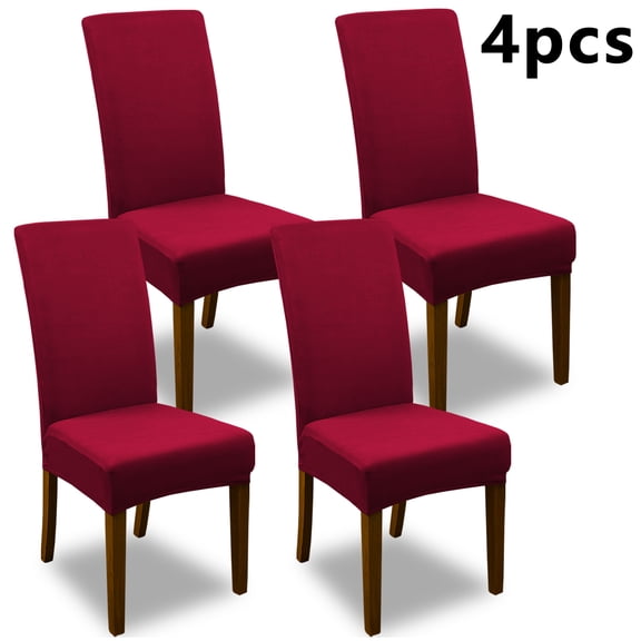 4-Piece Stretch Dining Chair Cover Set, Universal Removable Non-Slip Parsons Chair Covers for Dining Rooms, Kitchens, Living Rooms(DarkRed)