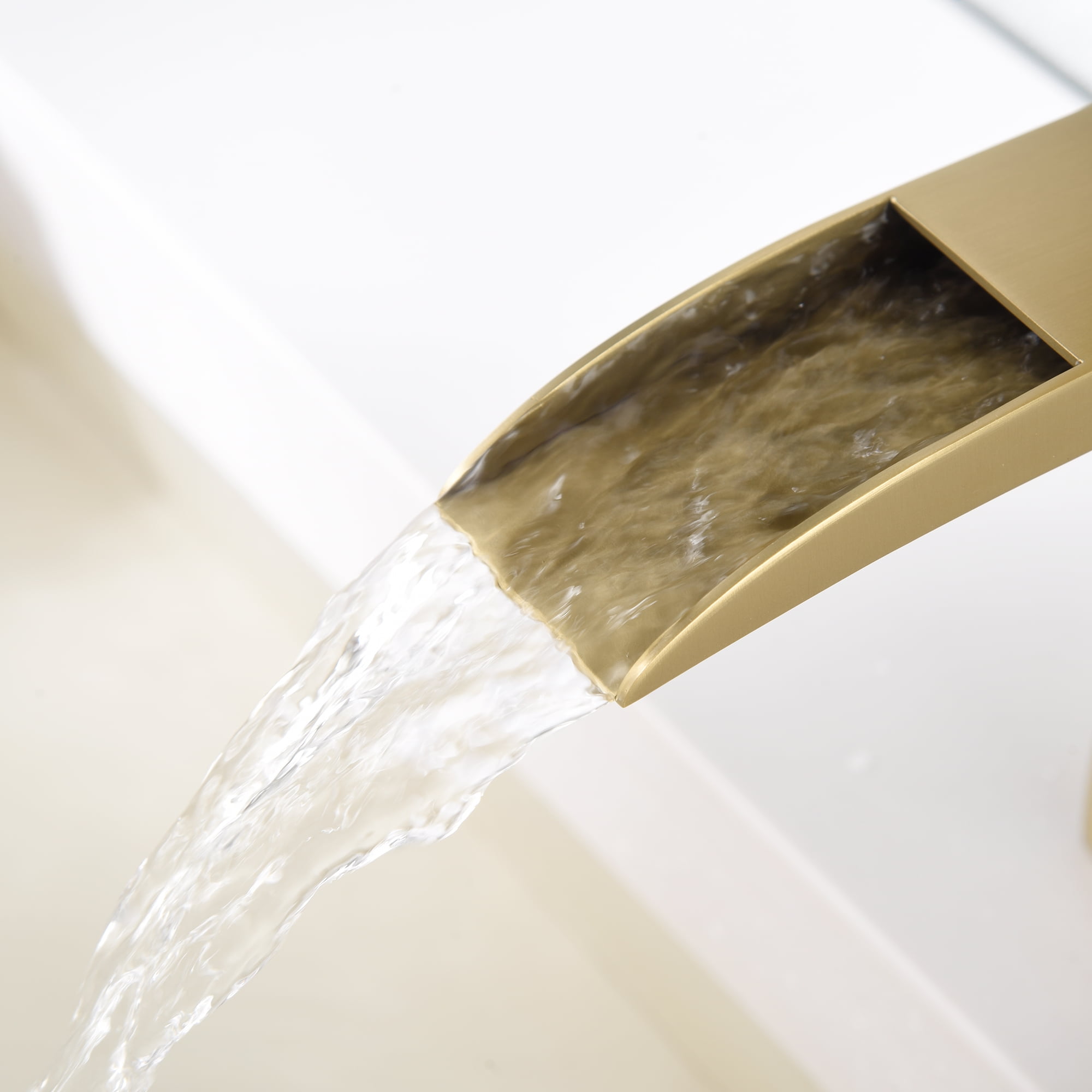 SUMERAIN Waterfall Bathroom Sink Faucet Brushed Gold Single Handle Single Hole Bathroom Vanity Faucet Stainless Steel