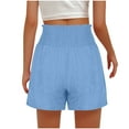 thumbnail image 4 of FAIWAD Summer Solid Color Shorts for Women High Waist Tie Front Wide Leg Shorts Casual Smocked Shorts with Pockets, 4 of 7