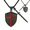 A, variant on Knights Templar Pendant Necklace for Men , Black Gold Plated Shield & Sword with Red Enamel Cross, Dark Gothic Medieval Crusader Jewelry Gift