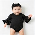 thumbnail image 7 of RUINIXCW Baby Girls Halloween Bat Fashion Long Bell Sleeve Spider Web Print Romper with Headband 2Pcs Outfit, 7 of 7