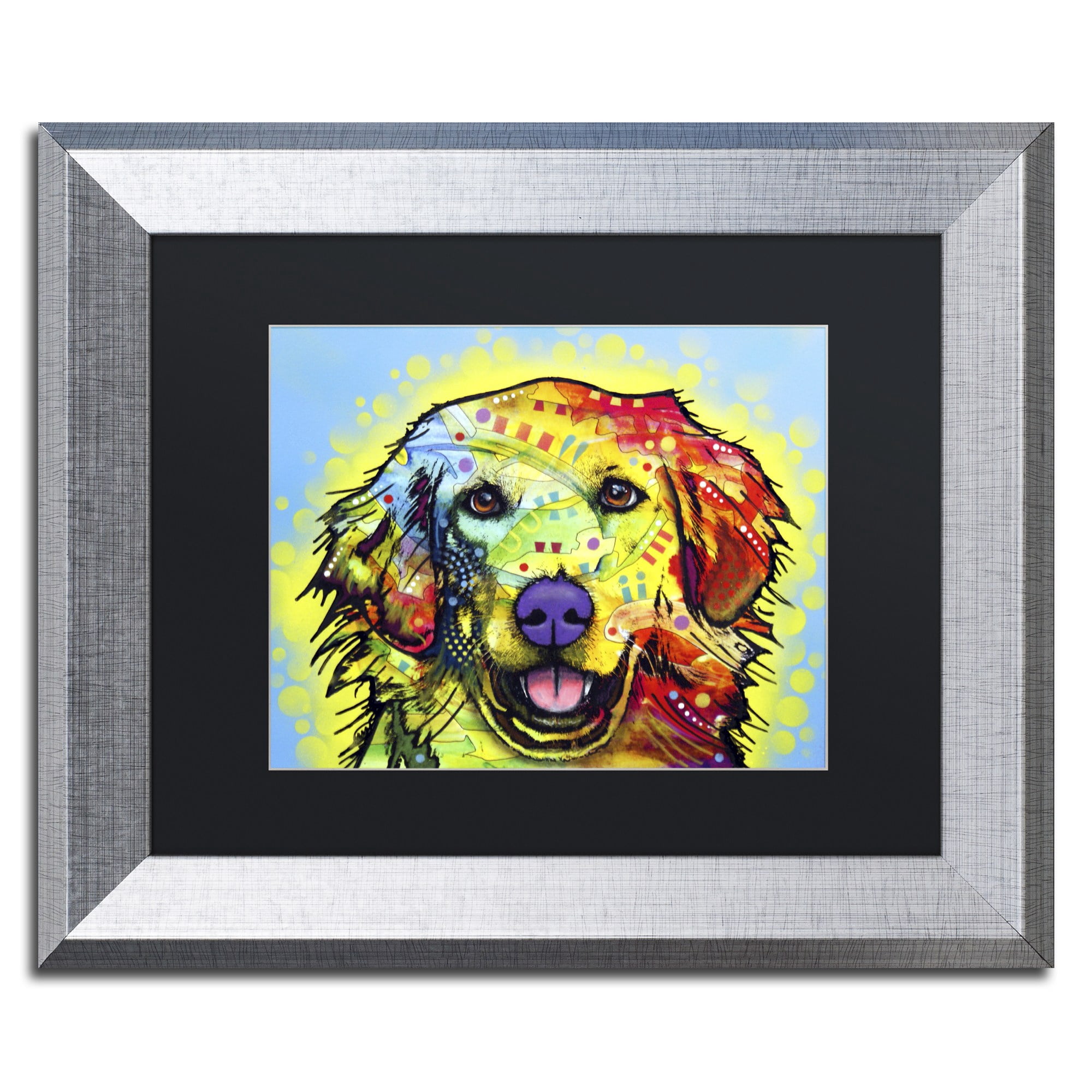Trademark Fine Art "Golden Retriever" Canvas Art by Dean Russo, Black Matte, Silver Frame