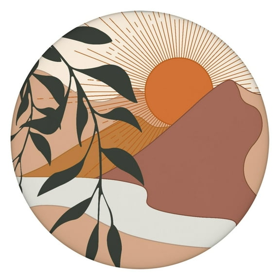 Colorful Floral Bohemian Tablecloth with Elastic Edge, Perfect for 52-56 Inch Round Tables, Durable and Washable