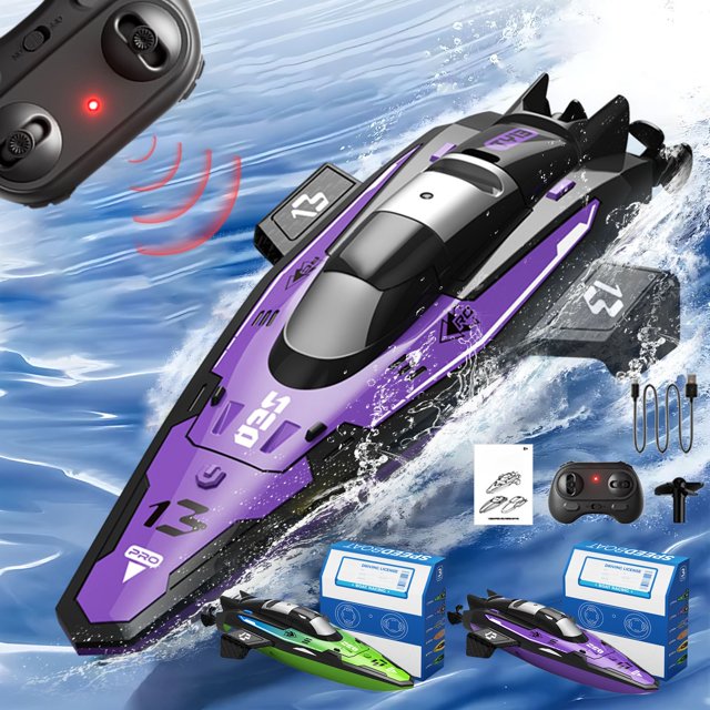 Vacemry under $5 2Pcs RC Stunt Speedboat, Remote Control Stunt Speedboat, Double Motor Self-Flipping RC Boat with Water Sensing, USB Charging, Long Run Time, Portable for Pool & Lake Fun
