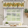 thumbnail image 2 of Sunflower Curtain Valances for Windows, Kitchen Valance Window Treatments Panel 2 Pack, Summer Botanical Bee Rustic Black Plaid Rod Pocket Short Curtains for Bathroom Bedroom 60 x 18 Inch, 2 of 8