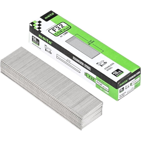 Meite 18 Gauge Stainless Steel Brad Nails 1-1/4 inch Length, Finish Nails 2000Pcs/Box