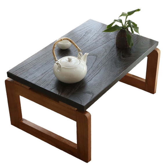 Portable Sturdy Floor Table Wooden Folding Coffee Table Low Tea Table Tea Picnic Table Asian Style Brown Coffee Table for Living Room, Home, Office