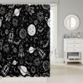 thumbnail image 2 of Manfei Cartoon Rocket Planets Shower Curtain 72Wx72L,Space Galaxy Bathroom Curtain,Black White, 2 of 5