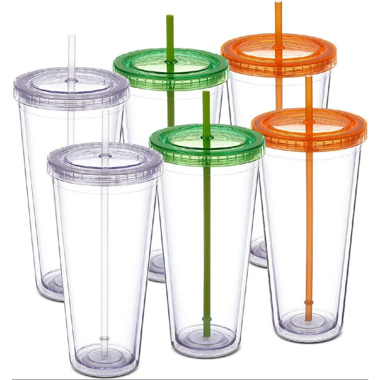 Acrylic Double Walled 24 Oz Tumbler Perfect for Snowglobe Making With  Different Color Lids and Swirl Straws 