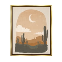 Stupell Industries Arid Desert Cactus Under Night Sky Graphic Art Metallic Gold Floating Framed Canvas Print Wall Art, Design by Janelle Penner