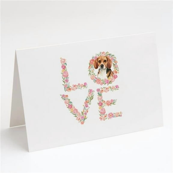 Beagle Love Greeting Cards and Envelopes Pack of 8 7 in x 5 in