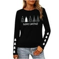 thumbnail image 2 of HOMBOM Womens Long Sleeve Tops Black Casual Christmas Crewneck Xmas Snowman Tee Shirts for Ladies Cute, 2 of 9