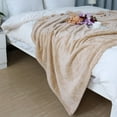 thumbnail image 7 of PiccoCasa Flannel Fleece Throw Blanket Waffle Microfiber Fuzzy Blanket Bed, Camel 78"x90", 7 of 7