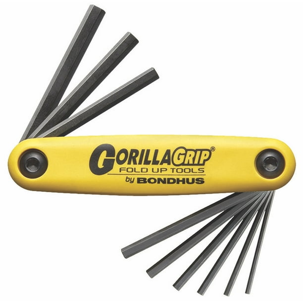 JUEGO DE 9 LLAVES HEXAGONALES RECTAS TIPO NAVAJA "GORILLA GRIP" .050" A 3/16". BONDHUS 12591 Bondhus 12591